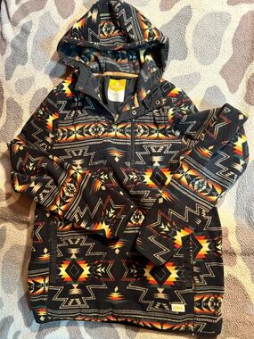 DRAVUS Black Aztec-Print Lightweight Hooded Shirt Jacket
